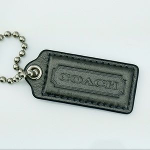 COACH large gunmetal anthracite leather hang tag